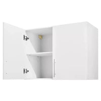 Armoire Murale de Buanderie VEVOR, Armoire Murale Suspendue à 2 Niveaux avec Étagère Réglable, Rangement de 32 po avec 2 Portes, Blanc