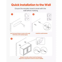 Armoire Murale de Buanderie VEVOR, Armoire Murale Suspendue à 2 Niveaux avec Étagère Réglable, Rangement de 32 po avec 2 Portes, Blanc