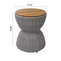 Christopher Knight Home Somchai Table d'appoint de patio moderne en bois d'acacia avec base en sablier en résine tressée et plateau rond à lattes