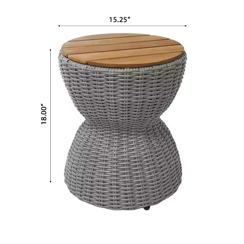 Christopher Knight Home Somchai Table d'appoint de patio moderne en bois d'acacia avec base en sablier en résine tressée et plateau rond à lattes