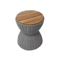 Christopher Knight Home Somchai Table d'appoint de patio moderne en bois d'acacia avec base en sablier en résine tressée et plateau rond à lattes