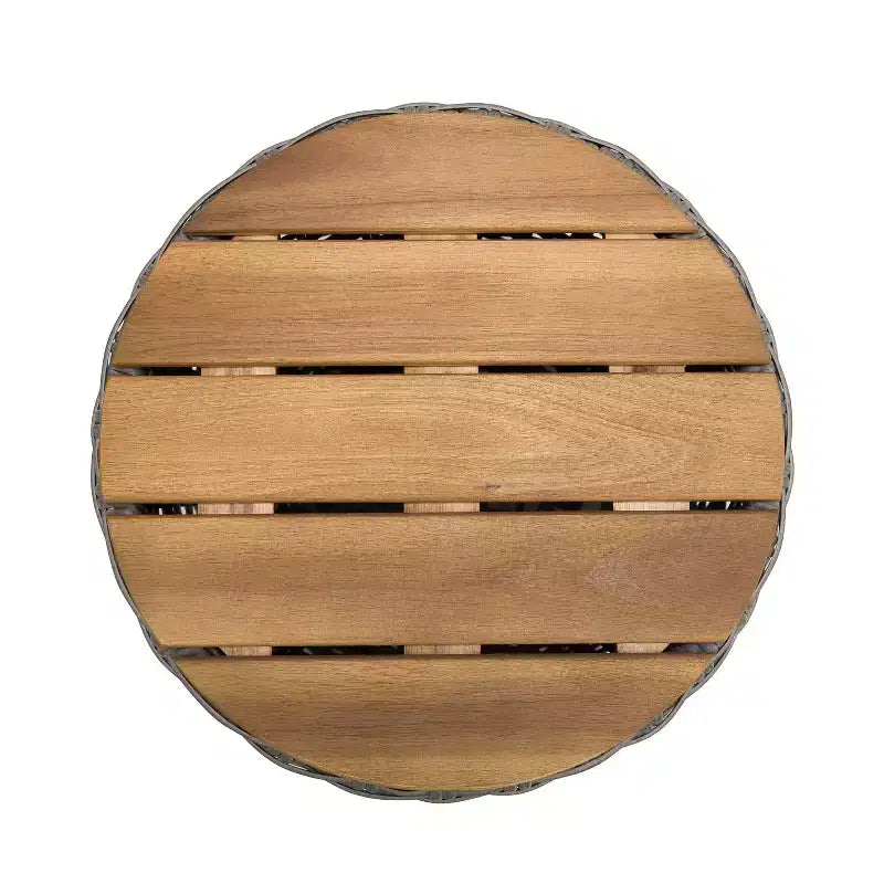 Christopher Knight Home Somchai Table d'appoint de patio moderne en bois d'acacia avec base en sablier en résine tressée et plateau rond à lattes