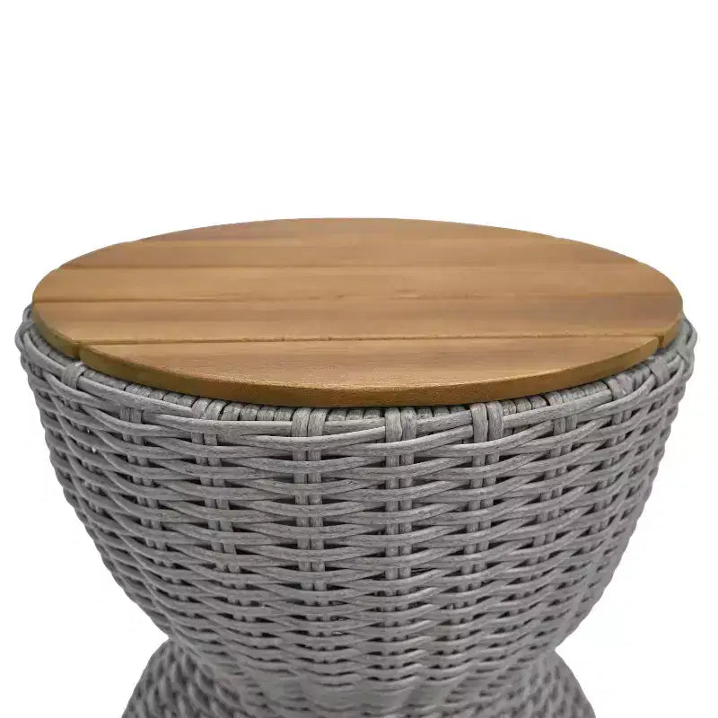 Christopher Knight Home Somchai Table d'appoint de patio moderne en bois d'acacia avec base en sablier en résine tressée et plateau rond à lattes
