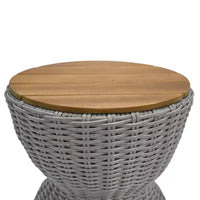 Christopher Knight Home Somchai Table d'appoint de patio moderne en bois d'acacia avec base en sablier en résine tressée et plateau rond à lattes