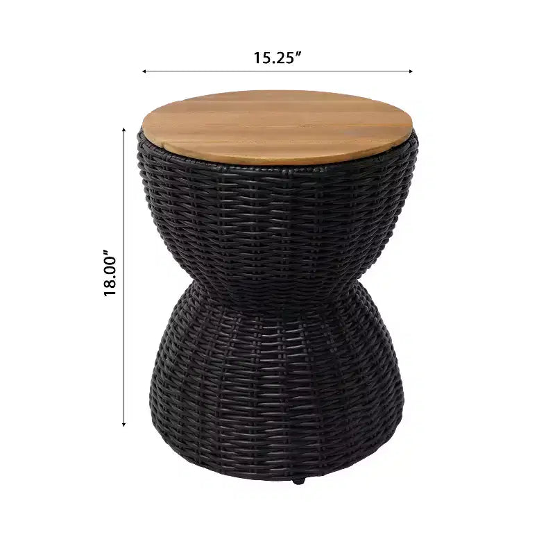 Christopher Knight Home Somchai Table d'appoint de patio moderne en bois d'acacia avec base en sablier en résine tressée et plateau rond à lattes