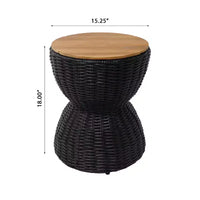 Christopher Knight Home Somchai Table d'appoint de patio moderne en bois d'acacia avec base en sablier en résine tressée et plateau rond à lattes