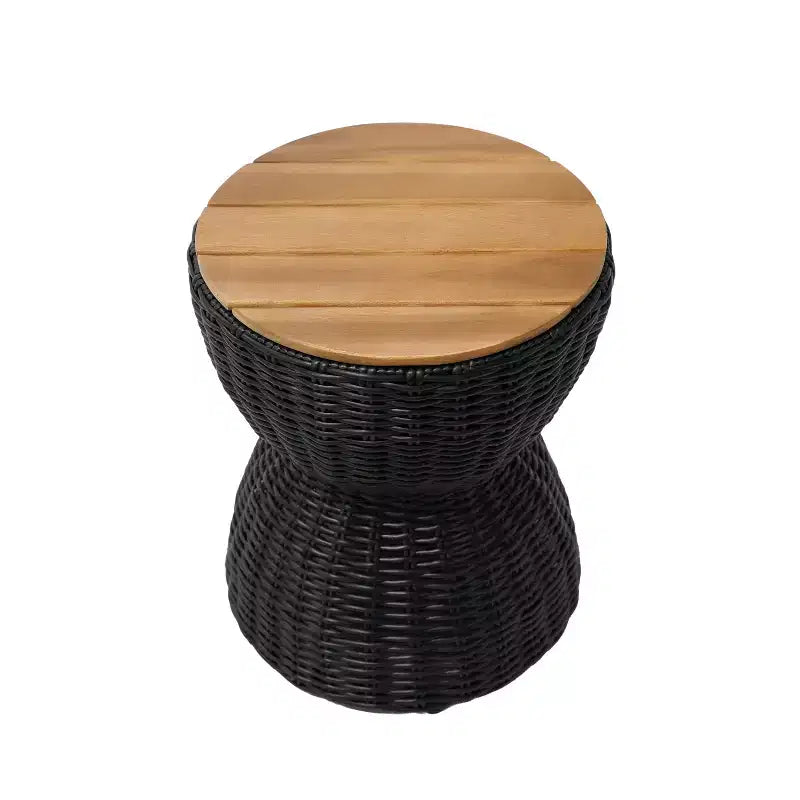 Christopher Knight Home Somchai Table d'appoint de patio moderne en bois d'acacia avec base en sablier en résine tressée et plateau rond à lattes