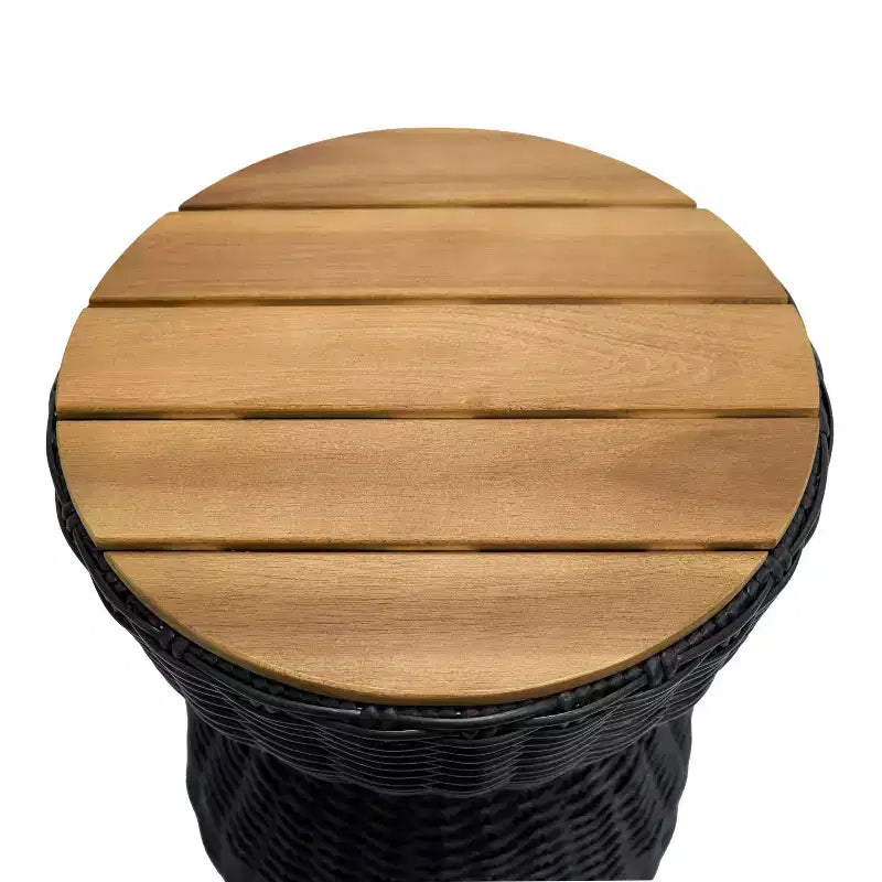 Christopher Knight Home Somchai Table d'appoint de patio moderne en bois d'acacia avec base en sablier en résine tressée et plateau rond à lattes