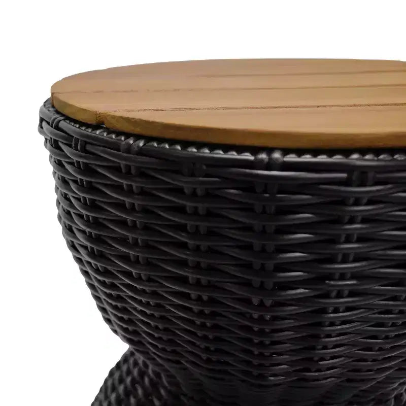 Christopher Knight Home Somchai Table d'appoint de patio moderne en bois d'acacia avec base en sablier en résine tressée et plateau rond à lattes
