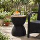 Christopher Knight Home Somchai Modern Acacia Wood Patio End Table with Wicker Hourglass Base and Round Slatted Tabletop