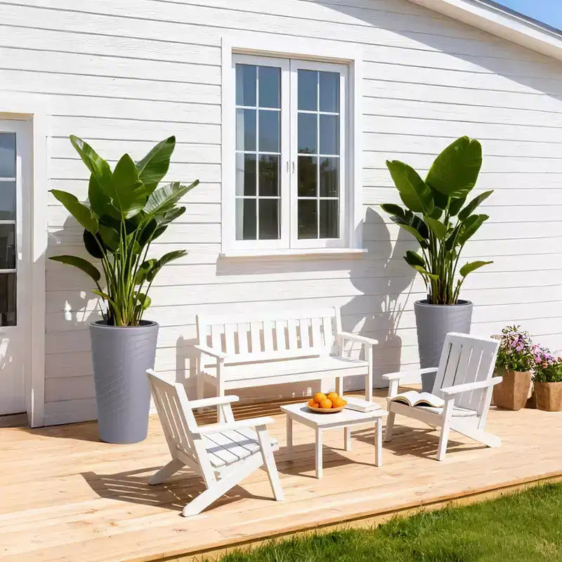Jardinières hautes à arrosage automatique grises lot de 2, pots de fleurs 23 avec indicateur de niveau d'eau, trous de drainage pour usage intérieur et extérieur