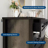 Commode à 9 tiroirs pour chambre à coucher, commode haute en bois de style ferme de 59 pouces, commode longue moderne, meuble de rangement en bois avec poignées pour salon