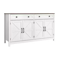 Meuble de Bar à Café VEVOR, Table de Bar à Café de Ferme avec 2 Tiroirs, Buffet avec 4 Portes Coulissantes, 139,9 x 39,4 x 80 cm, Blanc
