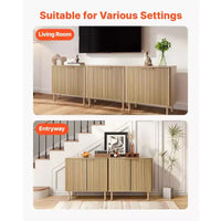 VEVOR meuble de bar à café, table de bar à café cannelée mid-century avec rangement à 2 niveaux, buffet avec 2 portes de grange, 31,5 x 14,7 x 31,5 in, chêne