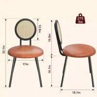 Chaises de salle à manger modernes en rotin, chaises de cuisine avec coussin rembourré et pieds en métal pour petit espace, salon, café, restaurant
