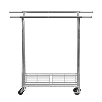 Porte-vêtements VEVOR, portant à vêtements roulant avec 2 tringles et panier de rangement, capacité de charge de 150 kg, argent