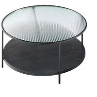 GDFStudio Carson Ensemble table basse et table d'appoint rondes modernes en métal 2 pièces avec plateau en verre