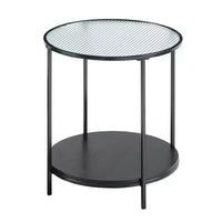 GDFStudio Carson Ensemble table basse et table d'appoint rondes modernes en métal 2 pièces avec plateau en verre