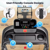 Tapis de course 3,5 CV en promotion : Tapis de course pliable avec inclinaison de 12 %, application et haut-parleurs Bluetooth, capacité de 150 kg, 64 programmes, pour salle de sport à domicile