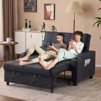 Canapé-lit convertible inclinable en cuir rembourré anti-griffes pour petits espaces avec coussins