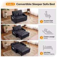 Canapé-lit convertible inclinable en cuir rembourré anti-griffes pour petits espaces avec coussins