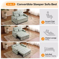 Canapé-lit convertible inclinable en cuir rembourré anti-griffes pour petits espaces avec coussins