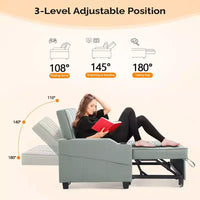 Canapé-lit convertible inclinable en cuir rembourré anti-griffes pour petits espaces avec coussins