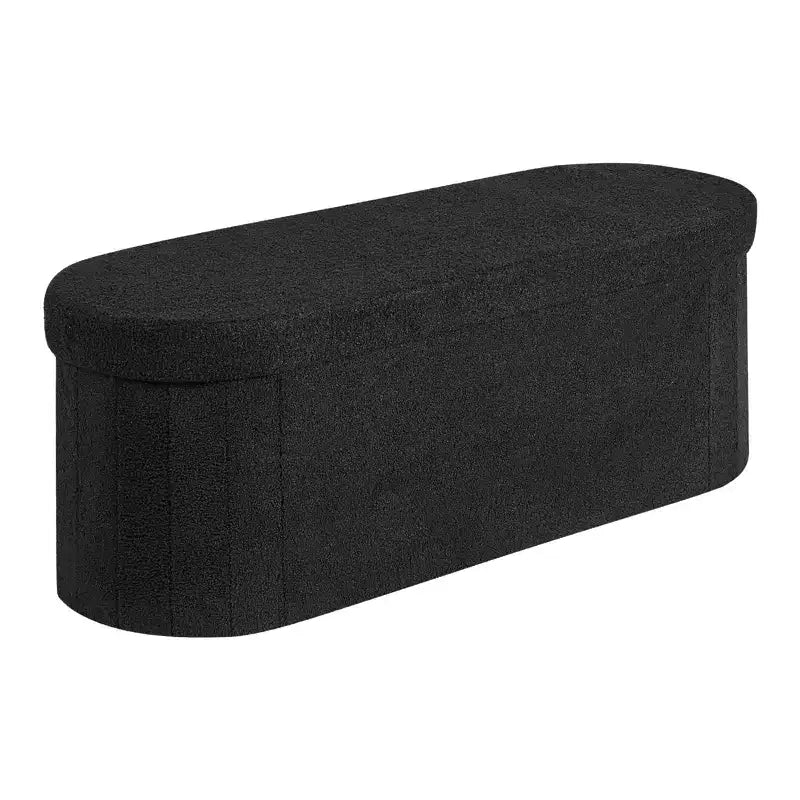 Banc de rangement ovale VEVOR, banc pliant en polaire Teddy pour le bout du lit, coffre de rangement pliant rembourré avec grand espace de rangement, 300 kg, noir