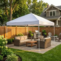 DobleePy Tente à auvent blanche 3x6 m, montage facile, hauteur réglable, imperméable et résistante aux UV, sans parois latérales, pour fête en extérieur et jardin