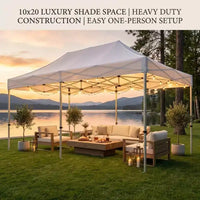 DobleePy Tente à auvent blanche 3x6 m, montage facile, hauteur réglable, imperméable et résistante aux UV, sans parois latérales, pour fête en extérieur et jardin