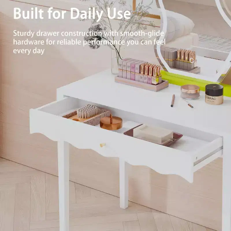 Coiffeuse bureau de maquillage blanche avec tiroir, bureau d'écriture compact, table console d'entrée de rangement (table seule incluse) - ModernLuxe