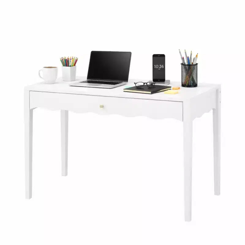 Coiffeuse bureau de maquillage blanche avec tiroir, bureau d'écriture compact, table console d'entrée de rangement (table seule incluse) - ModernLuxe