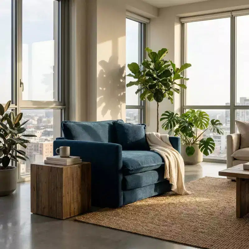 Fauteuil d'appoint profond surdimensionné Homy Casa avec coussin, bleu