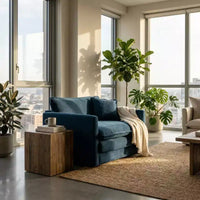 Fauteuil d'appoint profond surdimensionné Homy Casa avec coussin, bleu
