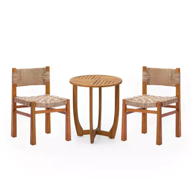 Christopher Knight Home Zorica Ensemble de salle à manger d'extérieur 3 pièces rustique en osier tressé et bois d'acacia