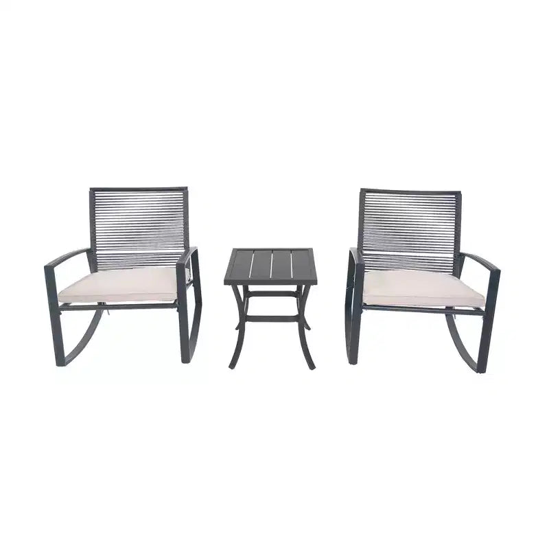 Ensemble de bistrot à bascule d'extérieur 2 pièces Clihome, ensemble de conversation en métal avec coussins, meubles de patio, balcon, porche tout temps