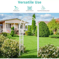 VINGLI Tonnelle de jardin en vinyle, arche de mariage en PVC pour cérémonie, treillis de jardin pour plantes grimpantes extérieures, support de toile de fond arquée