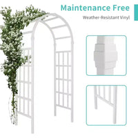 VINGLI Tonnelle de jardin en vinyle, arche de mariage en PVC pour cérémonie, treillis de jardin pour plantes grimpantes extérieures, support de toile de fond arquée