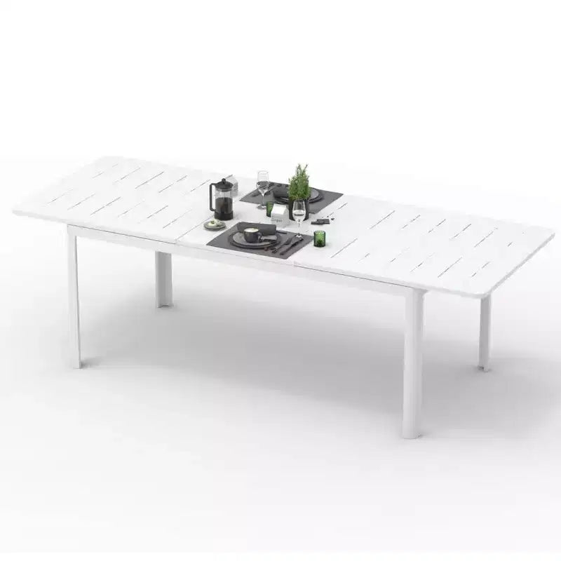 Clihome Table à manger de patio extensible en aluminium métallique