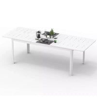 Clihome Table à manger de patio extensible en aluminium métallique
