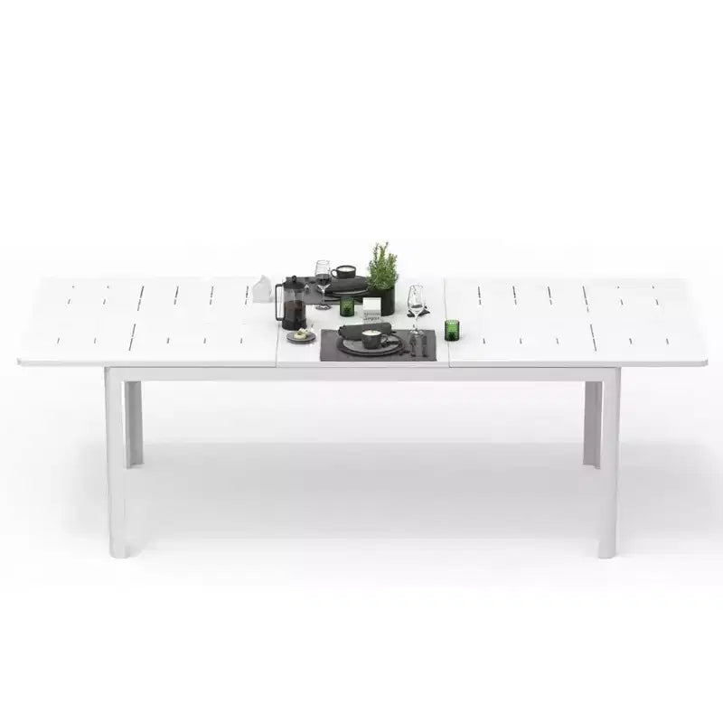 Clihome Table à manger de patio extensible en aluminium métallique