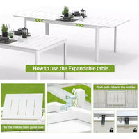Clihome Table à manger de patio extensible en aluminium métallique