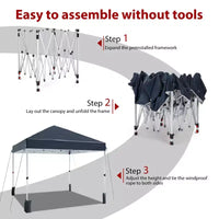 Tente gazebo extérieure, auvent pop-up portable, tente à cadre métallique robuste, convient aux patios, cours, fêtes, plages et espaces extérieurs