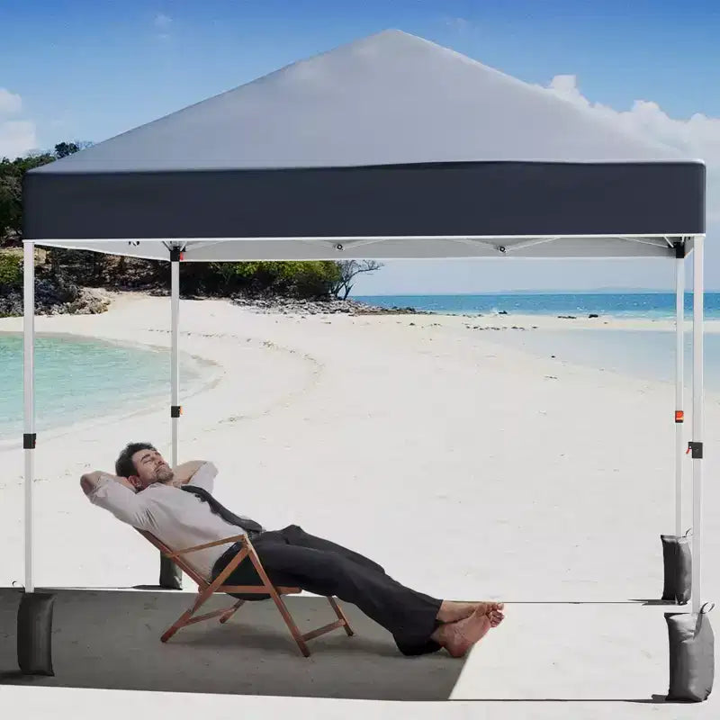 Tente gazebo extérieure, auvent pop-up portable, tente à cadre métallique robuste, convient aux patios, cours, fêtes, plages et espaces extérieurs