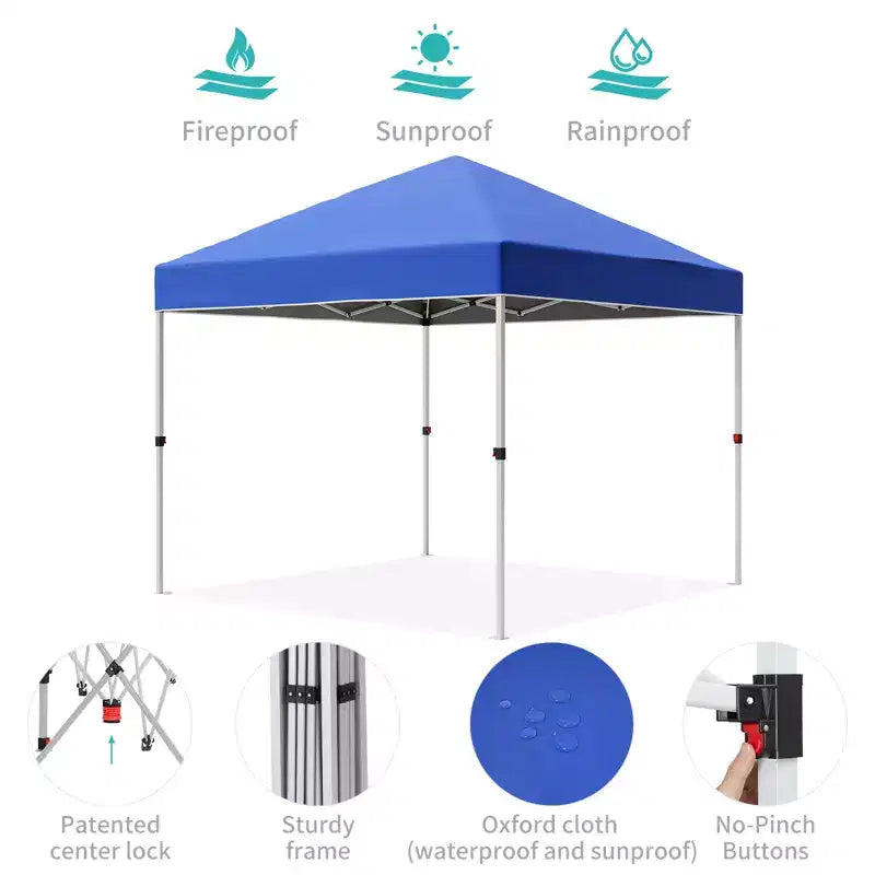 Tente gazebo extérieure, auvent pop-up portable, tente à cadre métallique robuste, convient aux patios, cours, fêtes, plages et espaces extérieurs