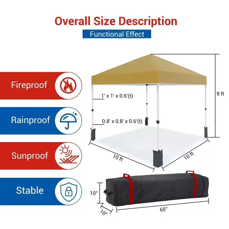 Tente gazebo extérieure, auvent pop-up portable, tente à cadre métallique robuste, convient aux patios, cours, fêtes, plages et espaces extérieurs