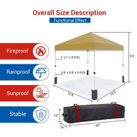 Tente gazebo extérieure, auvent pop-up portable, tente à cadre métallique robuste, convient aux patios, cours, fêtes, plages et espaces extérieurs