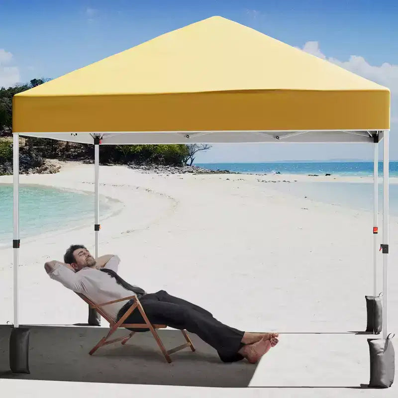 Tente gazebo extérieure, auvent pop-up portable, tente à cadre métallique robuste, convient aux patios, cours, fêtes, plages et espaces extérieurs