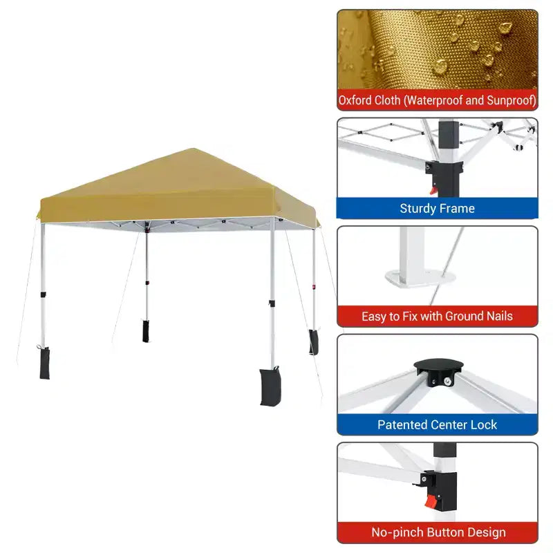 Tente gazebo extérieure, auvent pop-up portable, tente à cadre métallique robuste, convient aux patios, cours, fêtes, plages et espaces extérieurs