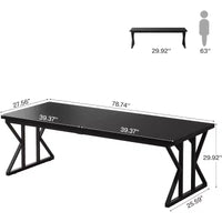 Grand bureau exécutif Lantine 78.74 pouces, bureau informatique industriel pour bureau à domicile, table d'écriture longue simple mobilier professionnel (Noir)